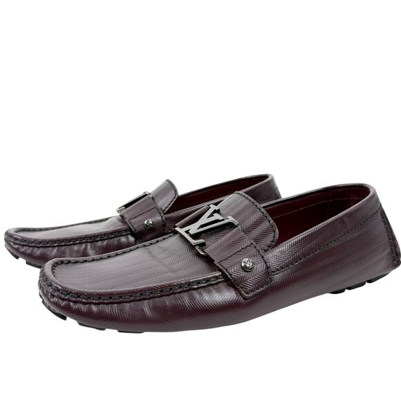 Louis Vuitton Monte Carlo Leather Drivers Loafers Burgundy Size 9 - Picture 2 of 11